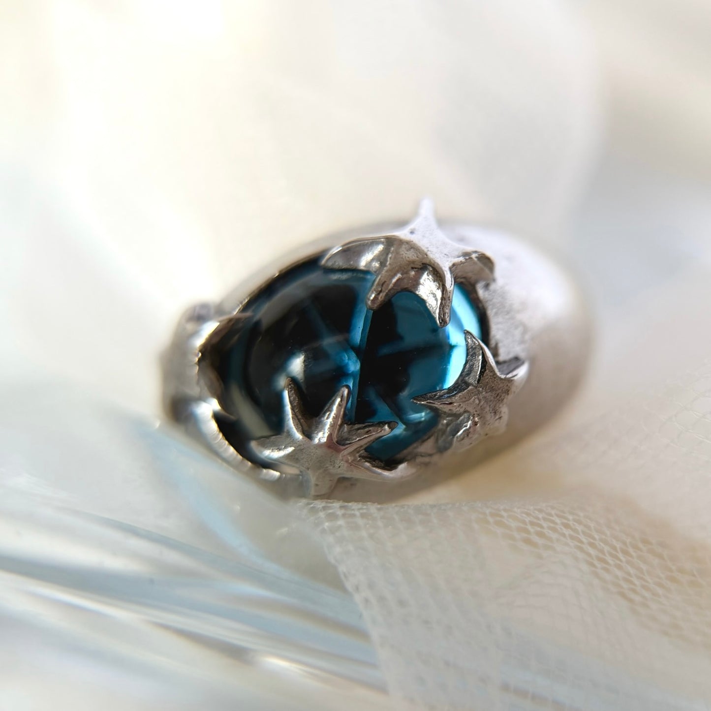 [ star dark blue ] twinkle ring silver