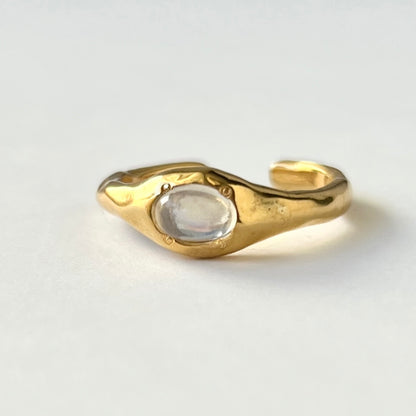 [ royal blue moon stone ] pebble gold [ free size ]