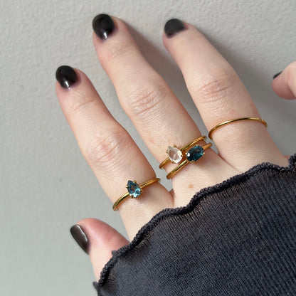 [ indigo blue kyanite ] oval faceted cut ring  gold [ free size ]