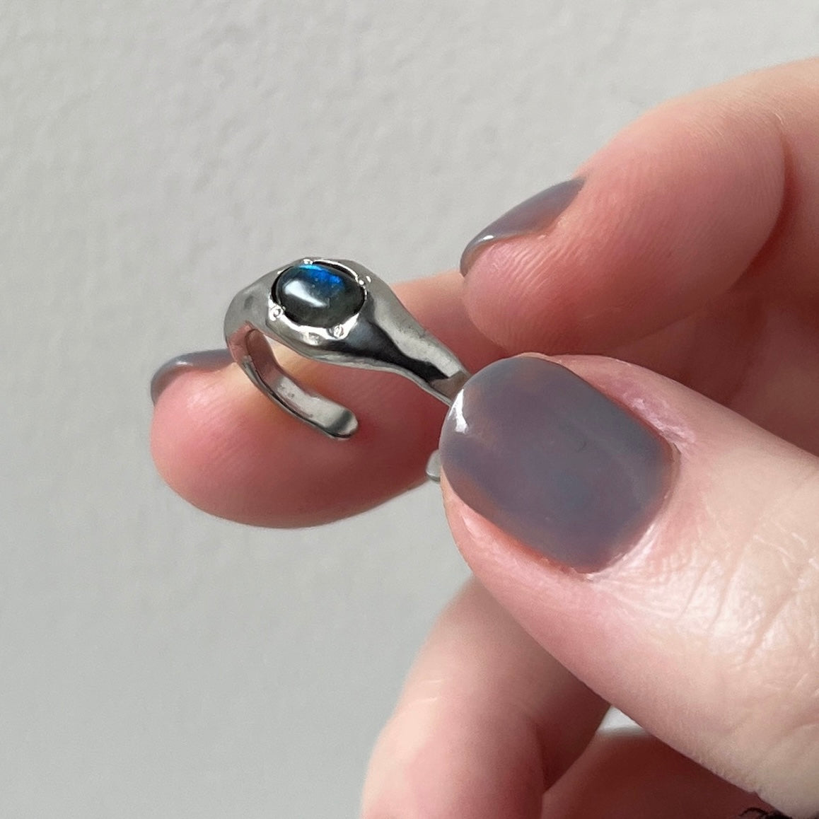 [ blue labradorite ] pebble silver [ free size ]