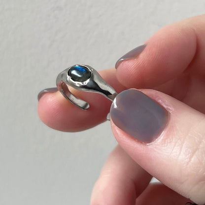 [ blue labradorite ] pebble silver [ free size ]