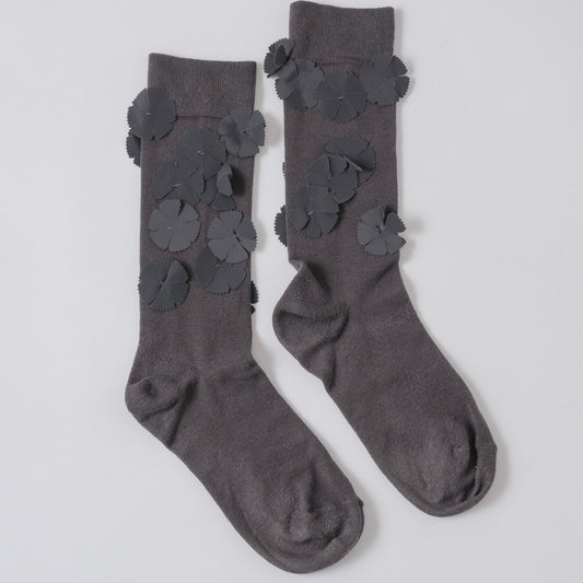 【CHARCOAL GRAY】flower motif socks