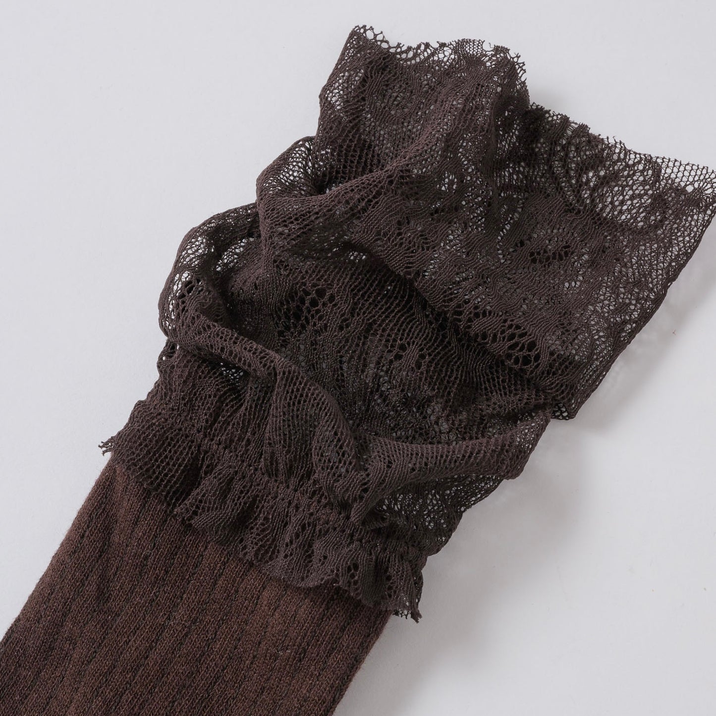 【BROWN】layered lace socks