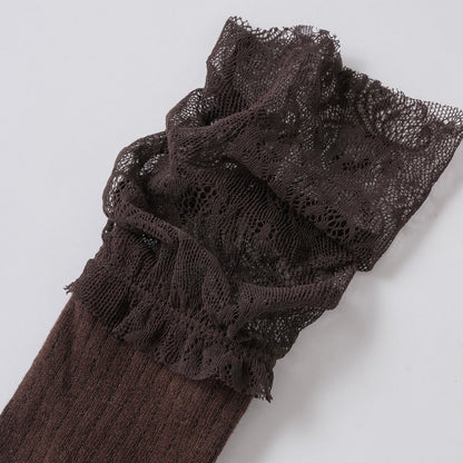 【BROWN】layered lace socks