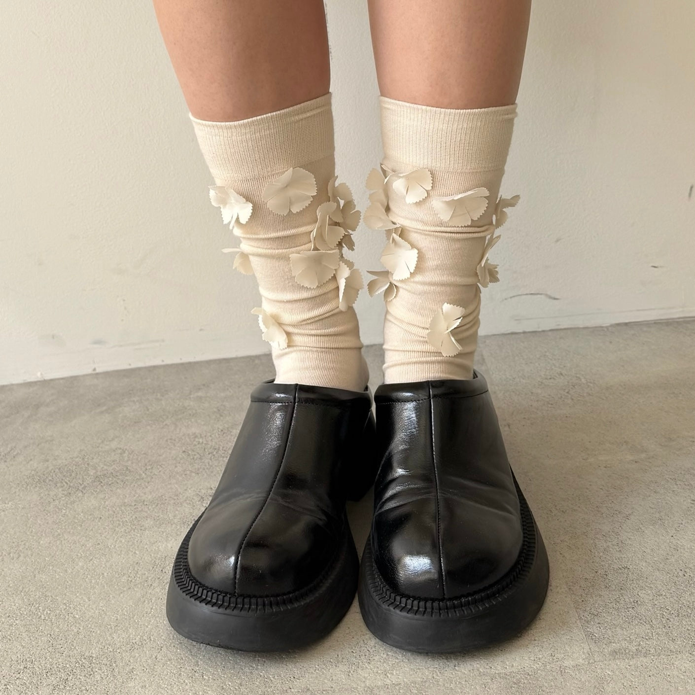 【IVORY】flower motif socks