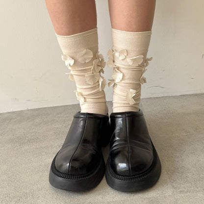 【IVORY】flower motif socks
