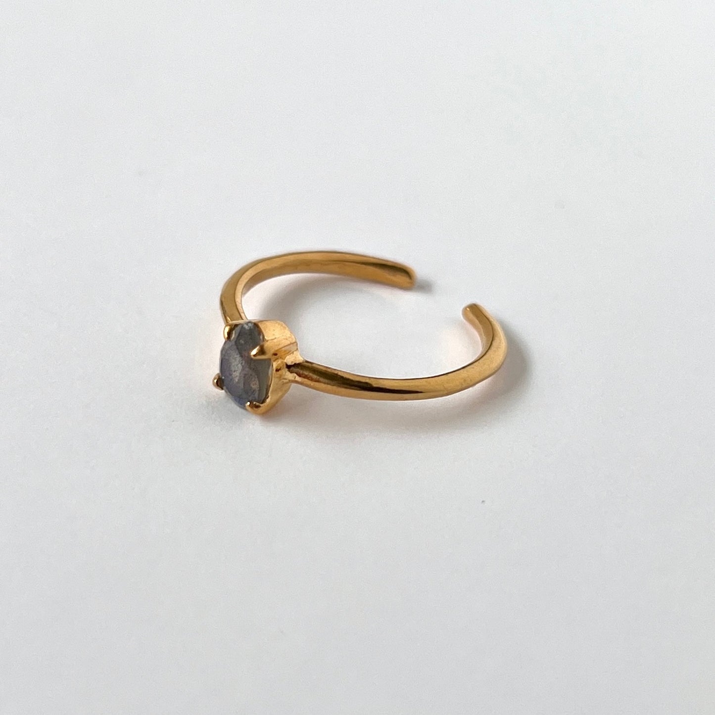 [ labradorite ] dorp faceted cut ring  gold [ free size ]