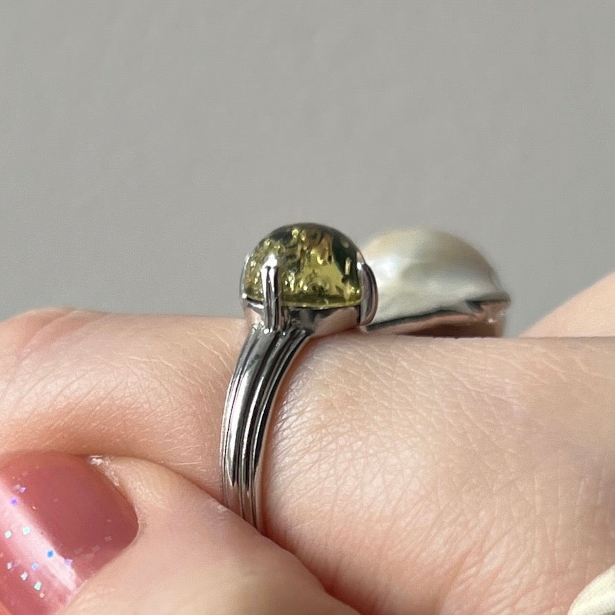 [ black amber ]  croissant silver