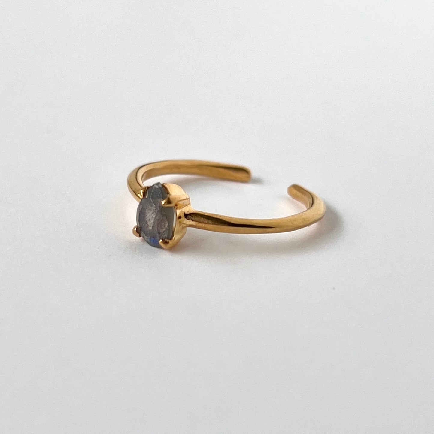 [ labradorite ] dorp faceted cut ring  gold [ free size ]