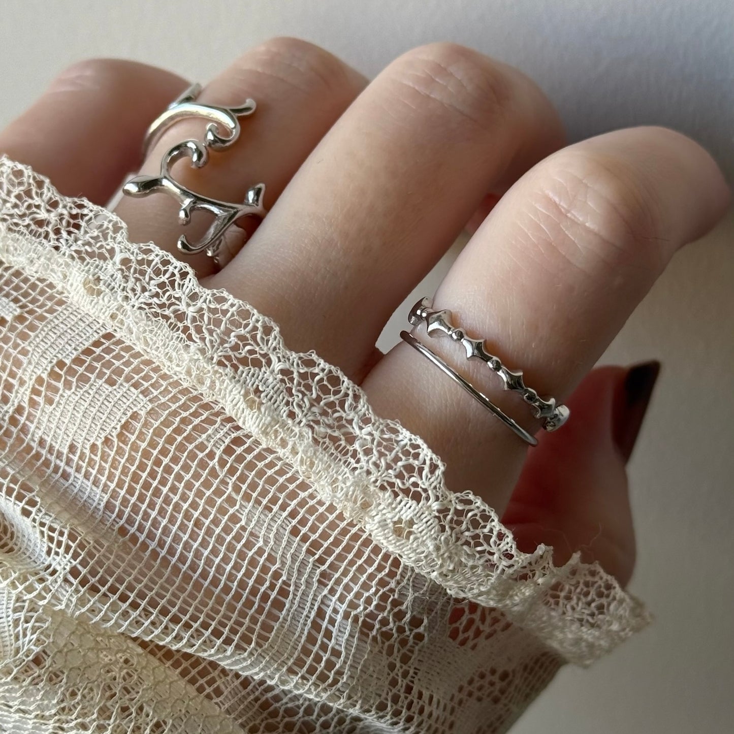 [ silver ] stella wreath ring [ free size ]