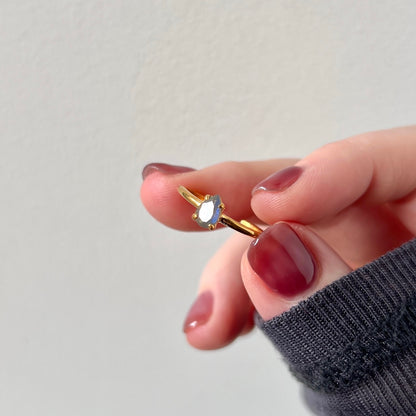 [ labradorite ] dorp faceted cut ring  gold [ free size ]