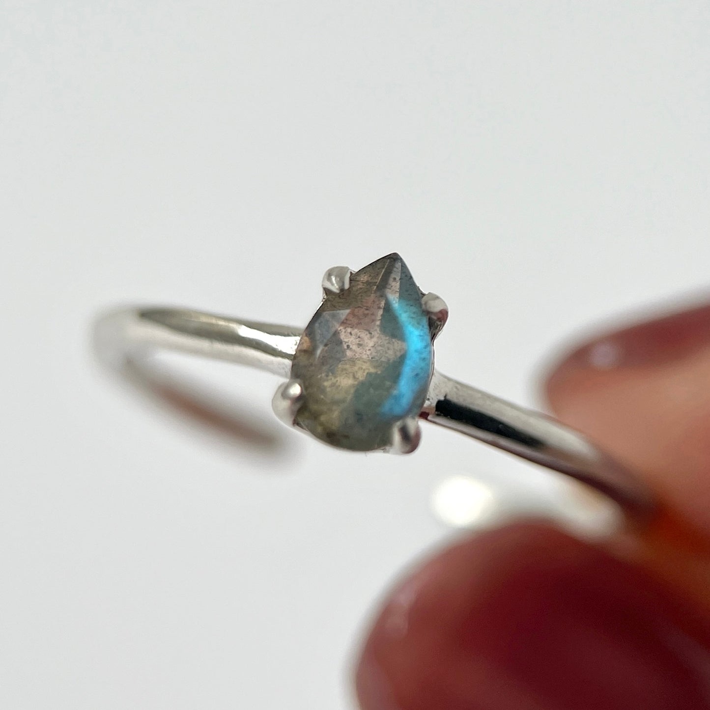 [ labradorite ] dorp faceted cut ring  silver [ free size ]
