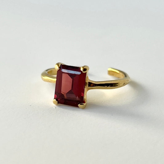 [ garnet ] rectangle faceted cut gold [ free size ]