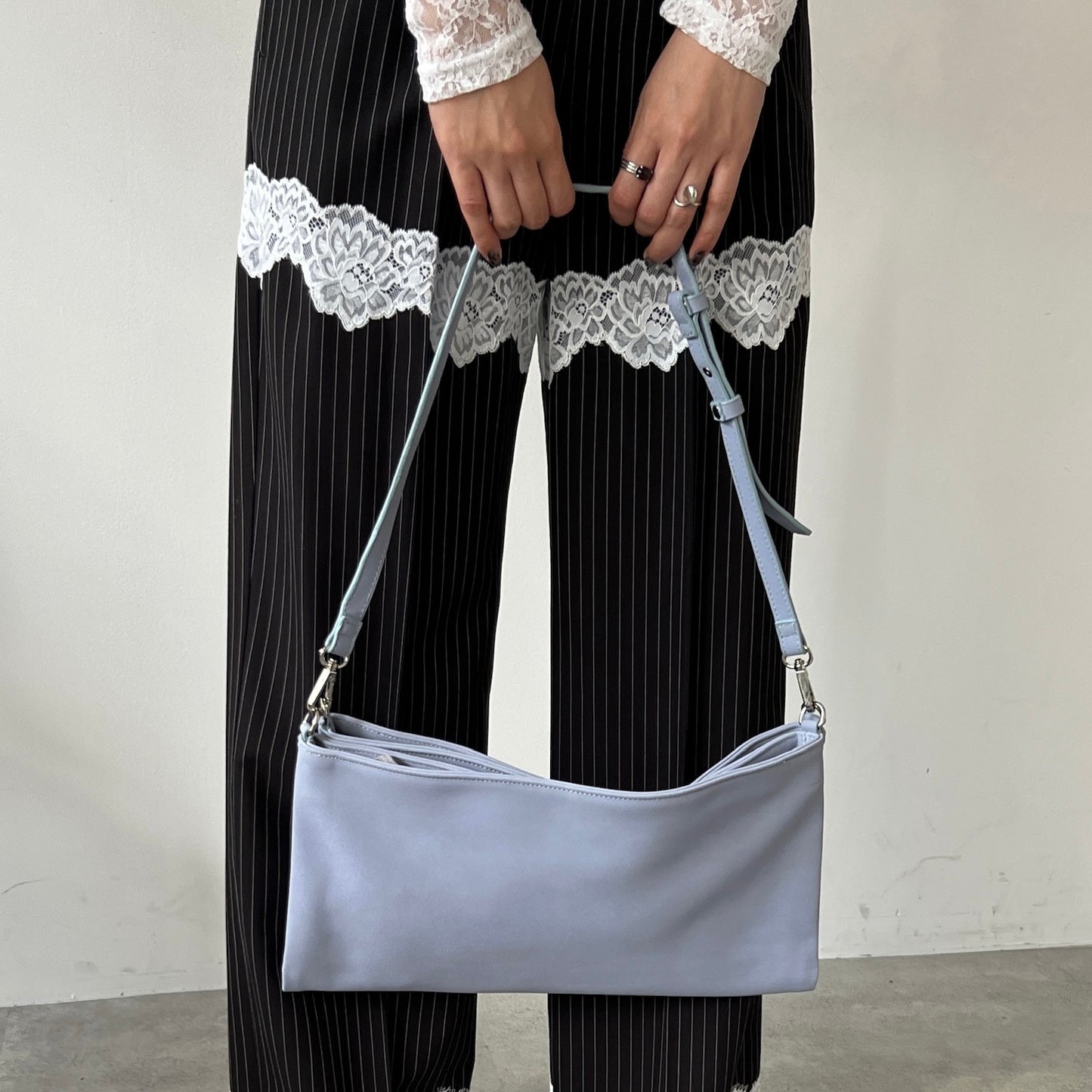 【BLUE】2way suede shoulder tote bag