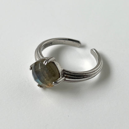 [ labradorite (rose cut) ] croissant silver