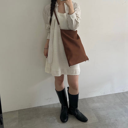 【BROWN】2way suede shoulder tote bag
