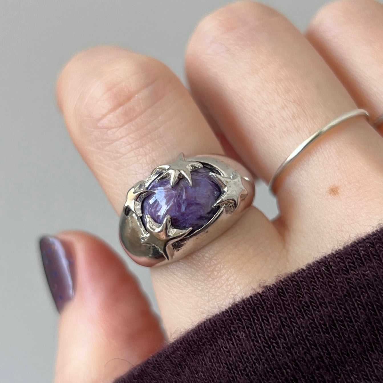 [ charoite ] twinkle ring silver