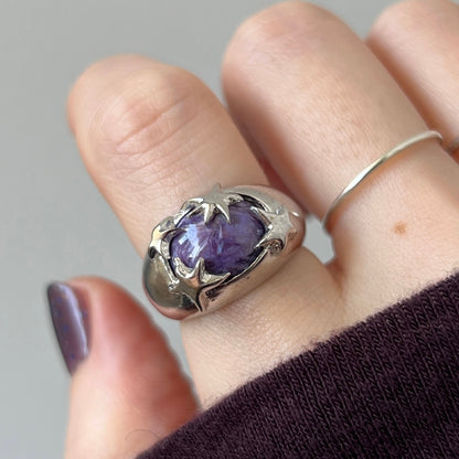 [ charoite ] twinkle ring silver