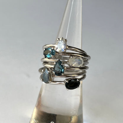 [ london blue topaz ] dorp faceted cut ring  silver [ free size ]