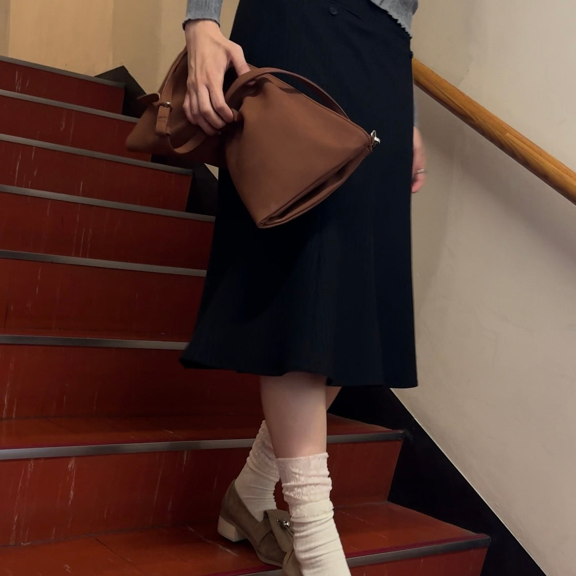 【BROWN】2way suede shoulder tote bag