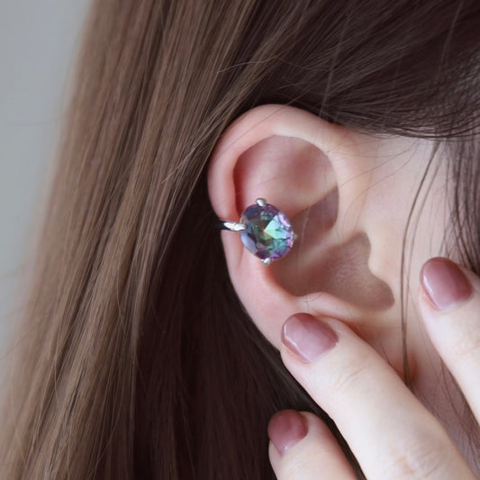 [ mystic quartz ] GEM ear cuff silver [ free size ]