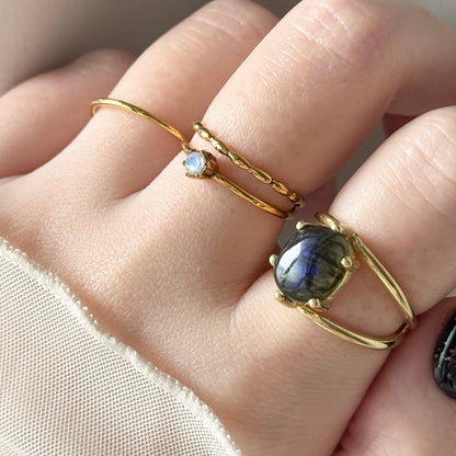 [ black labradorite ] double gold [ free size ]