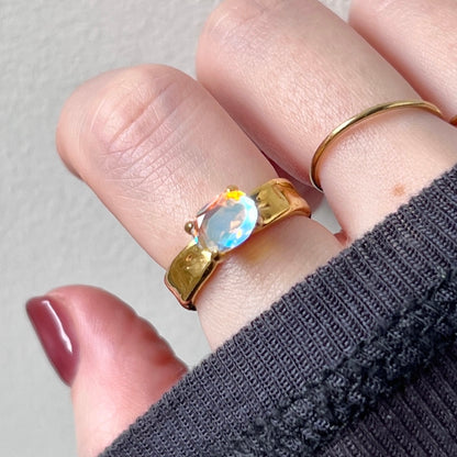 [ angel aura quartz ] um gold ring