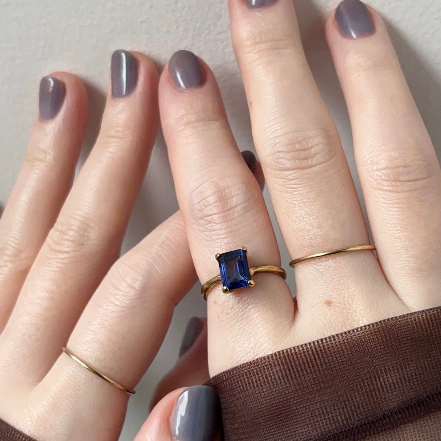 [ blue mystic topaz ] rectangle faceted cut gold [ free size ]