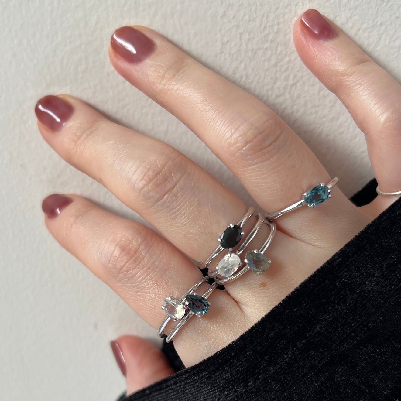 [ rainbow moon stone ] dorp faceted cut ring  silver [ free size ]