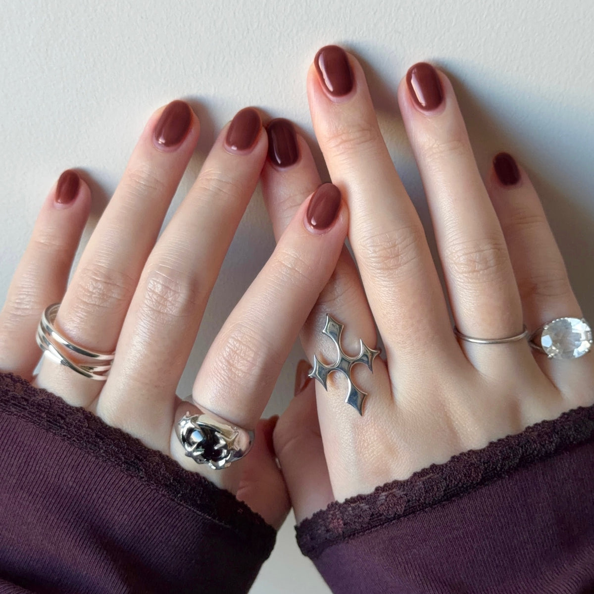 [ silver ] diamond cross ring
