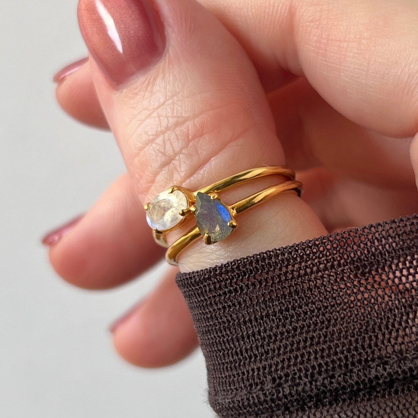 [ labradorite ] dorp faceted cut ring  gold [ free size ]