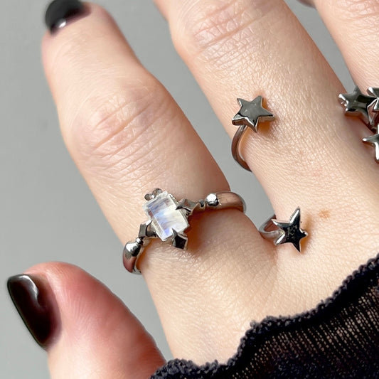 [ rainbow moon stone ] polaris silver [ free size ]