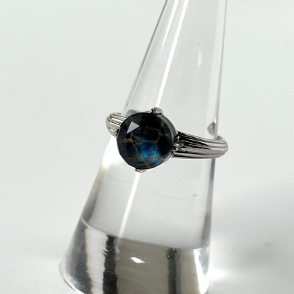 [ onyx, labradorite & crystal ] croissant silver