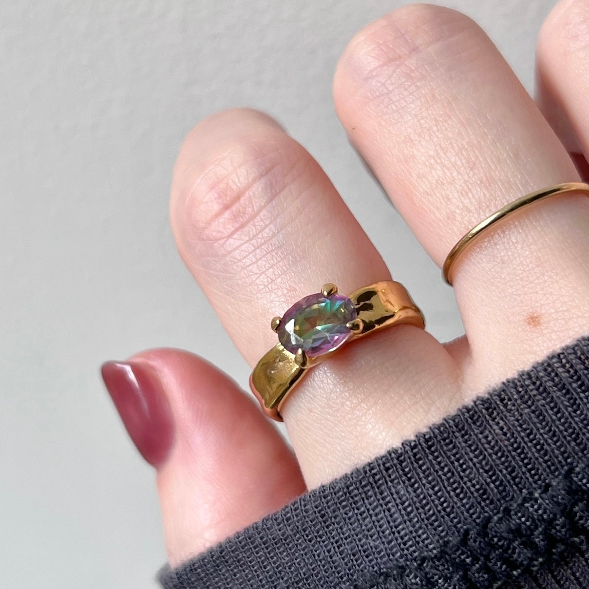 [ mystic quartz ] um gold ring [ free size ]