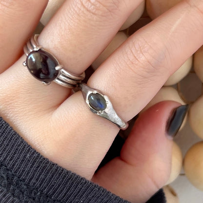[ light blue labradorite ] pebble silver