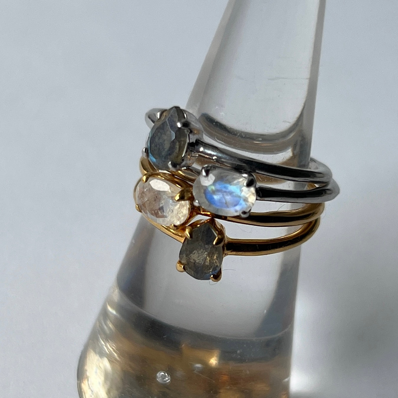 [ labradorite ] dorp faceted cut ring  gold [ free size ]