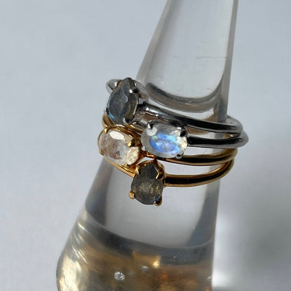 [ labradorite ] dorp faceted cut ring  gold [ free size ]