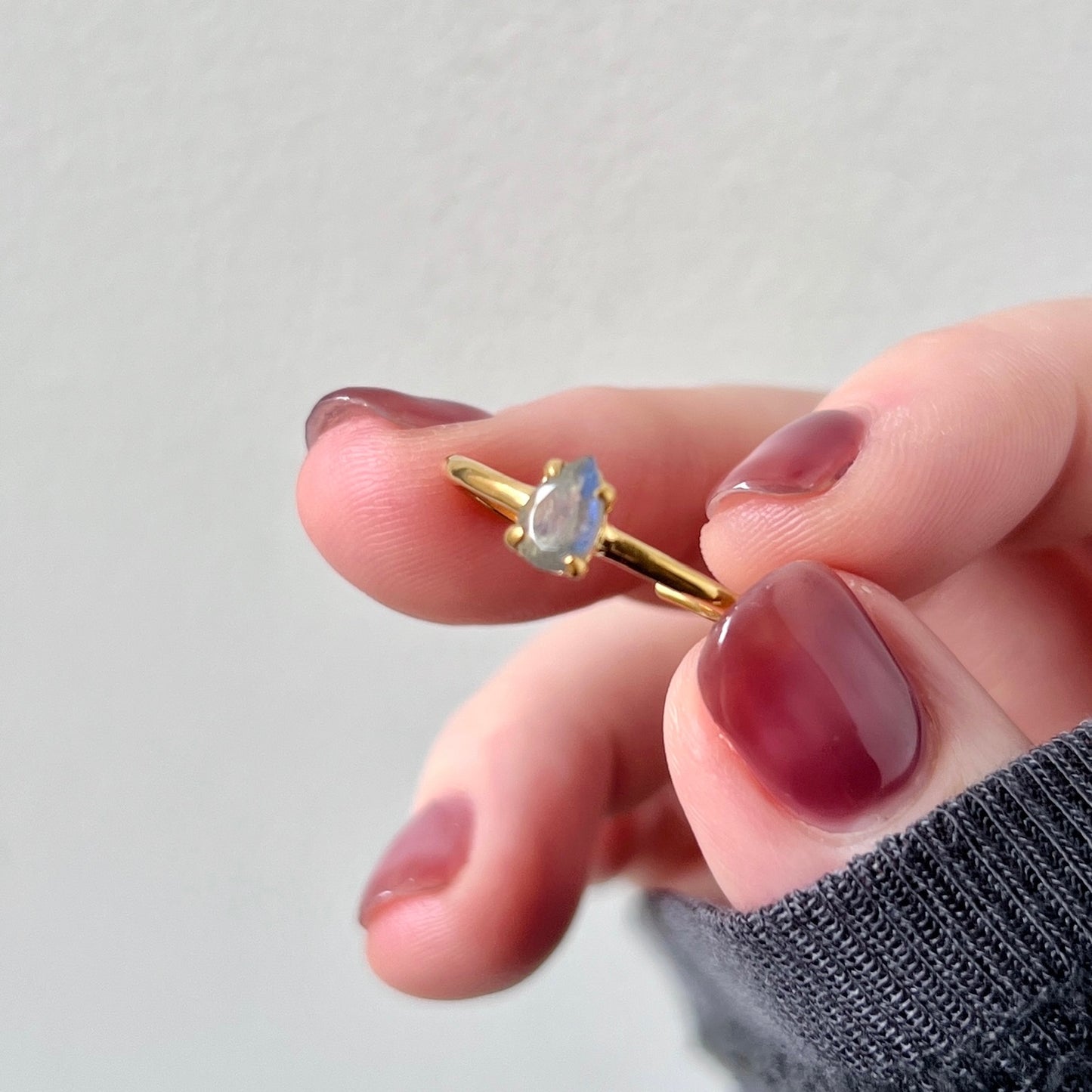 [ labradorite ] dorp faceted cut ring  gold [ free size ]