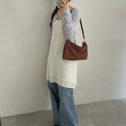 【BROWN】2way suede shoulder tote bag