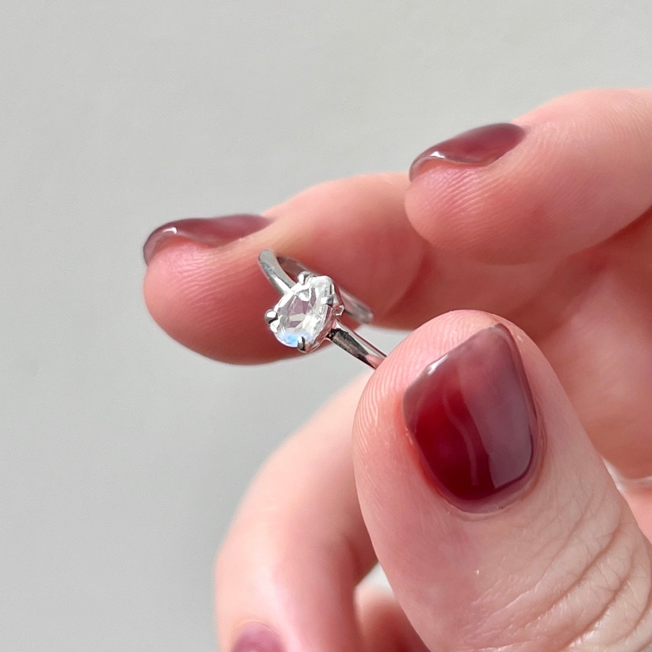 [ rainbow moon stone ] dorp faceted cut ring  silver [ free size ]