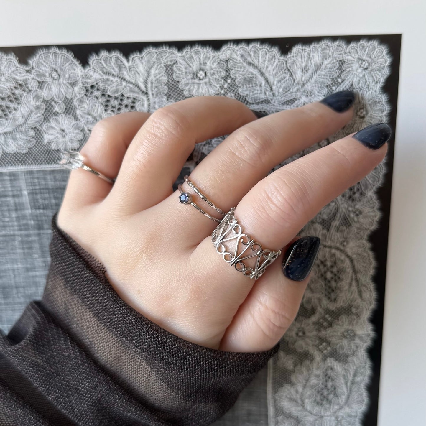 [ silver ] garden heart [ free size ]