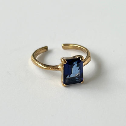 [ blue mystic topaz ] rectangle faceted cut gold [ free size ]