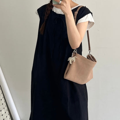 【BEIGE】2way suede shoulder tote bag