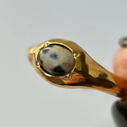 [ dalmatian jasper ] pebble gold