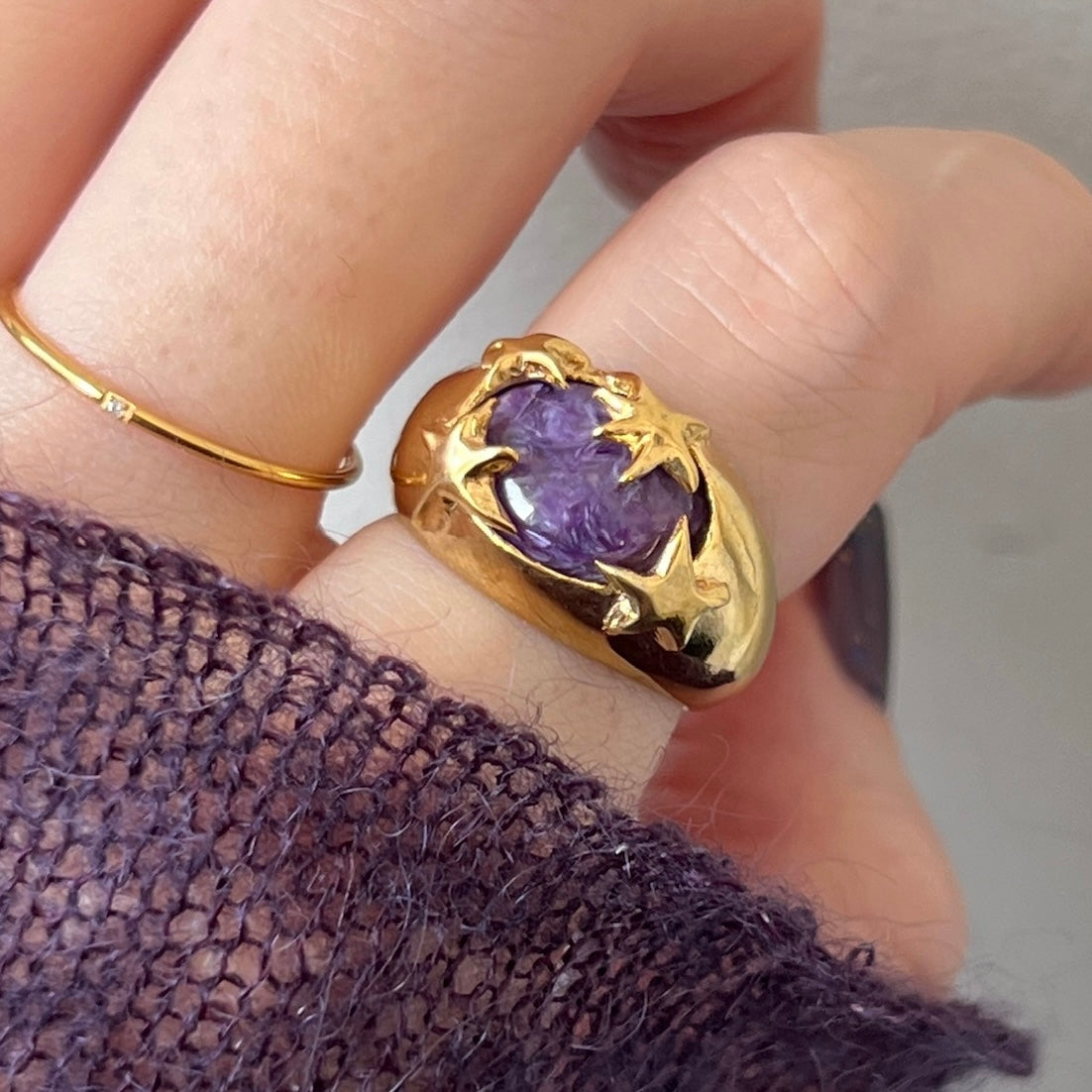 [ charoite ] twinkle ring gold