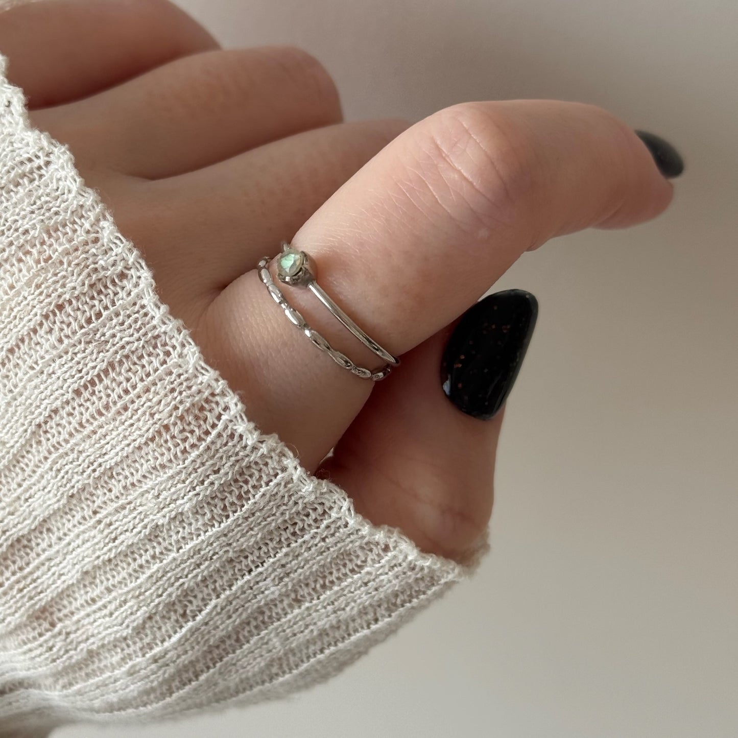 [ labradorite ] double chain silver [ free size ]