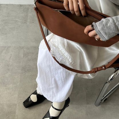 【BROWN】2way suede shoulder tote bag