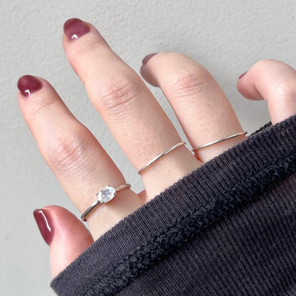 [ rainbow moon stone ] oval faceted cut ring  silver