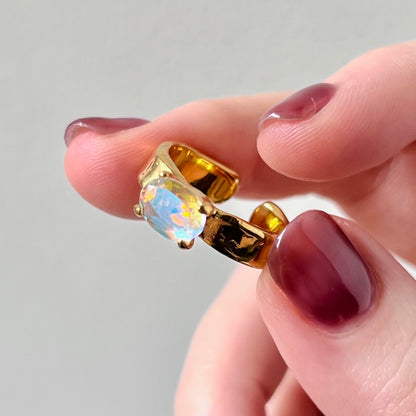[ angel aura quartz ] um gold ring