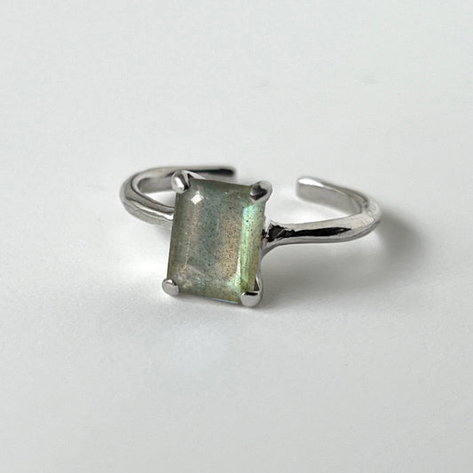 [ labradorite ] rectangle faceted cut silver [ free size ]